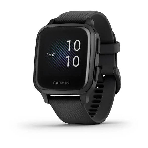 Garmin Venu® Sq  Music Edition Slate Aluminum Bezel with Black Case and Silicone Band Fitness Tracker Smartwatch