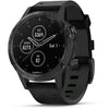 Garmin fnix® 5 Plus Sapphire, Black with Black Leather Band MultiSport Smartwatch