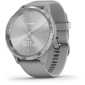 Garmin vívomove® 3 Silver Stainless Steel Bezel with Powder Gray Silicone Band Fitness Tracker Smartwatch