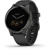 Garmin vívoactive® 4S Slate Stainless Steel Bezel with Black Case and Silicone Band Fitness Tracker Smartwatch