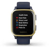 Garmin Venu® Sq  Music Edition Light Gold Aluminum Bezel with Navy Case and Silicone Band Fitness Tracker Smartwatch