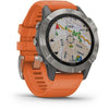Garmin fnix® 6 - Pro and Sapphire Editions Sapphire - Titanium with Ember Orange Band MultiSport Smartwatch