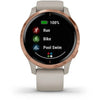 Garmin Venu® Rose Gold Stainless Steel Bezel with Light Sand Case and Silicone Band Tracker Smartwatch