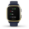 Garmin Venu® Sq – Music Edition Light Gold Aluminum Bezel with Navy Case and Silicone Band Fitness Tracker Smartwatch