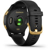 Garmin Venu® Gold Stainless Steel Bezel with Black Silicone Band Fitness Tracker Smartwatch