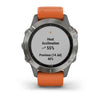 Garmin fnix® 6 - Pro and Sapphire Editions Sapphire - Titanium with Ember Orange Band MultiSport Smartwatch