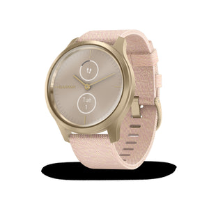 Garmin vívomove® Style Light Gold Aluminum Case with Blush Pink Woven Nylon Band Fitness Tracker Smartwatch